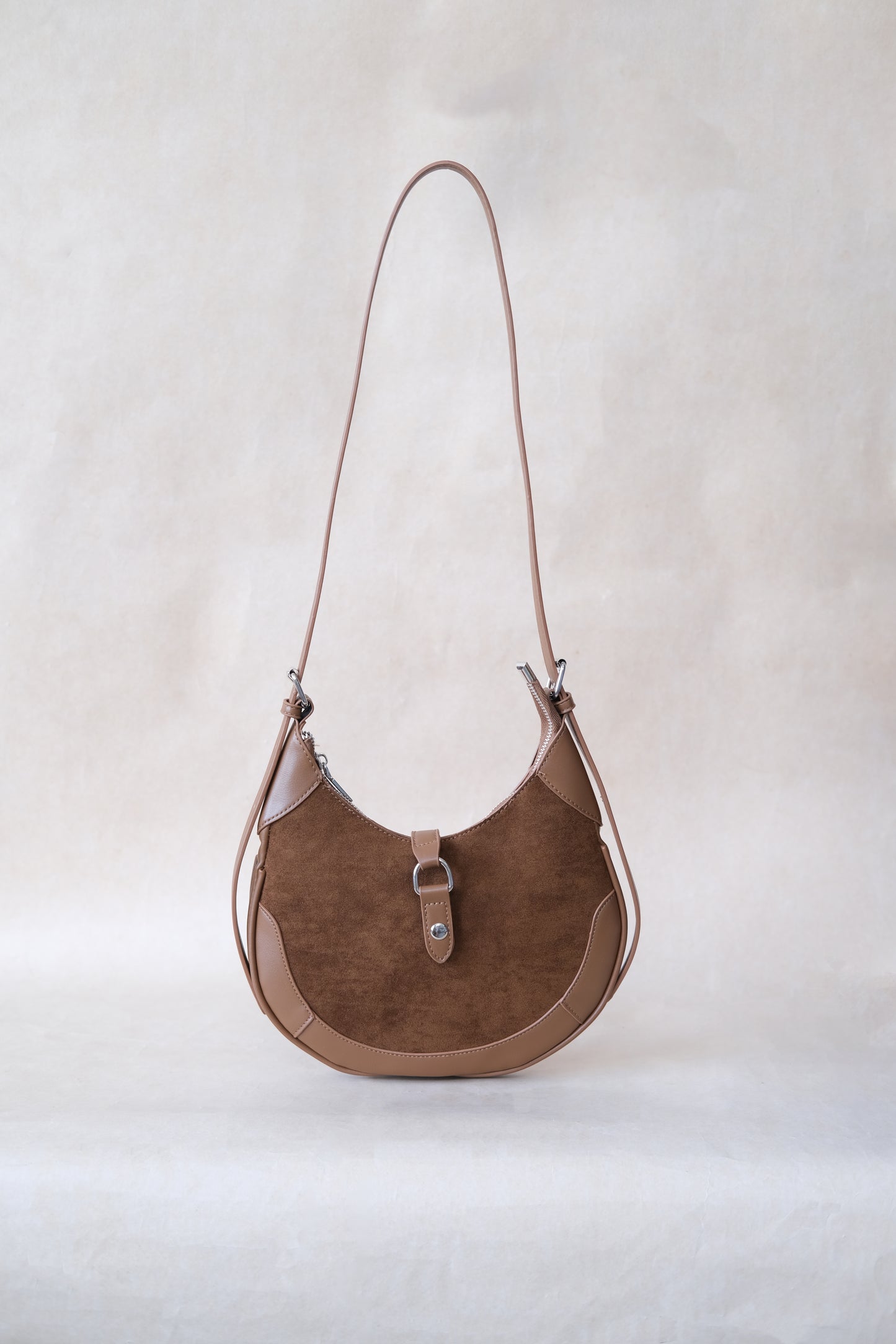 Classic Velvet Saddle Handbag - Coffee