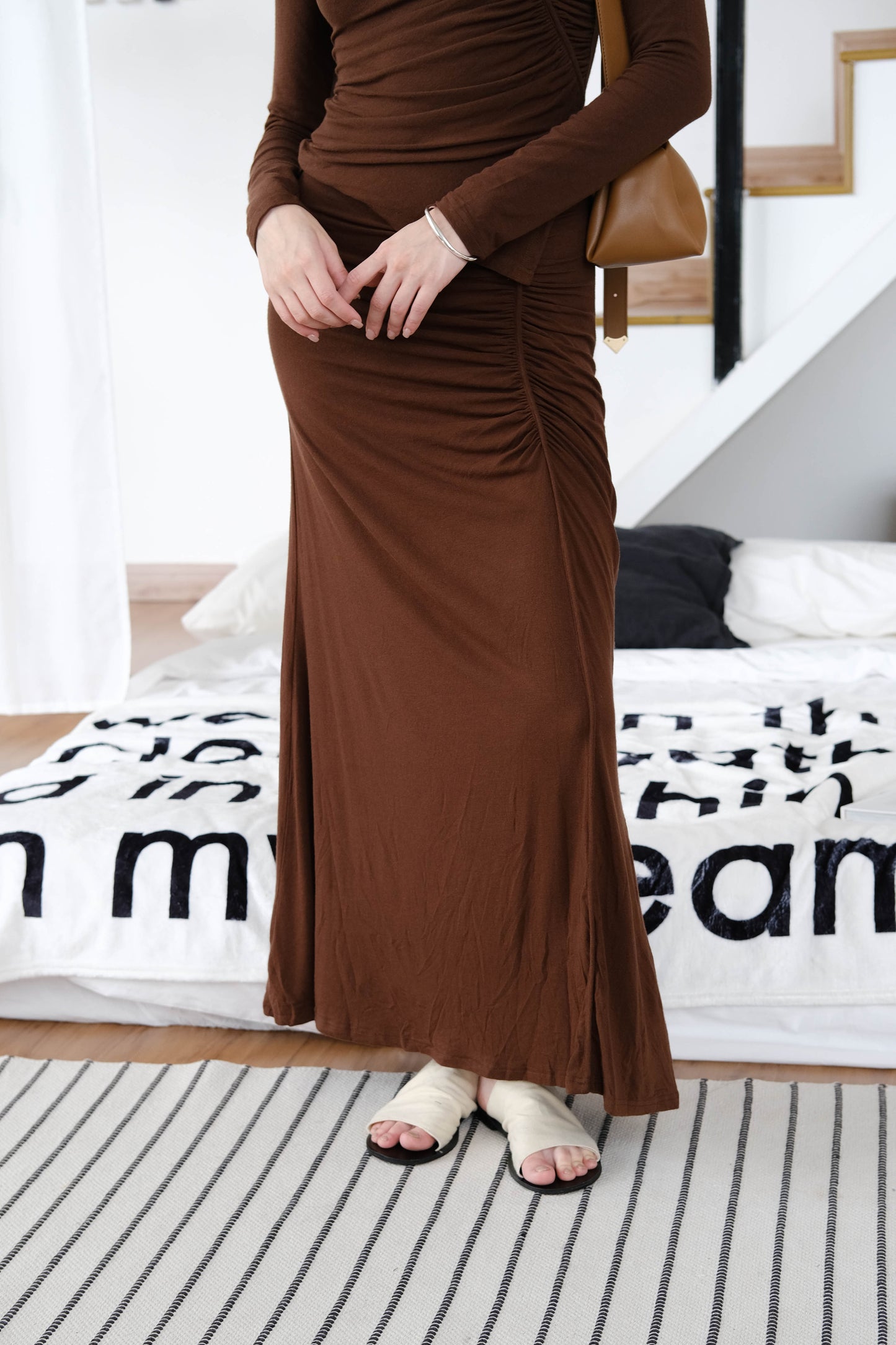 Side Zip Skirt - American Coffee