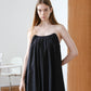 French Cotton And Linen Pleated Dress - Classic Black