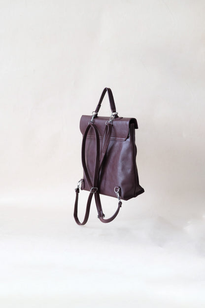 The Vivienne Backpack Tote - Wine Red