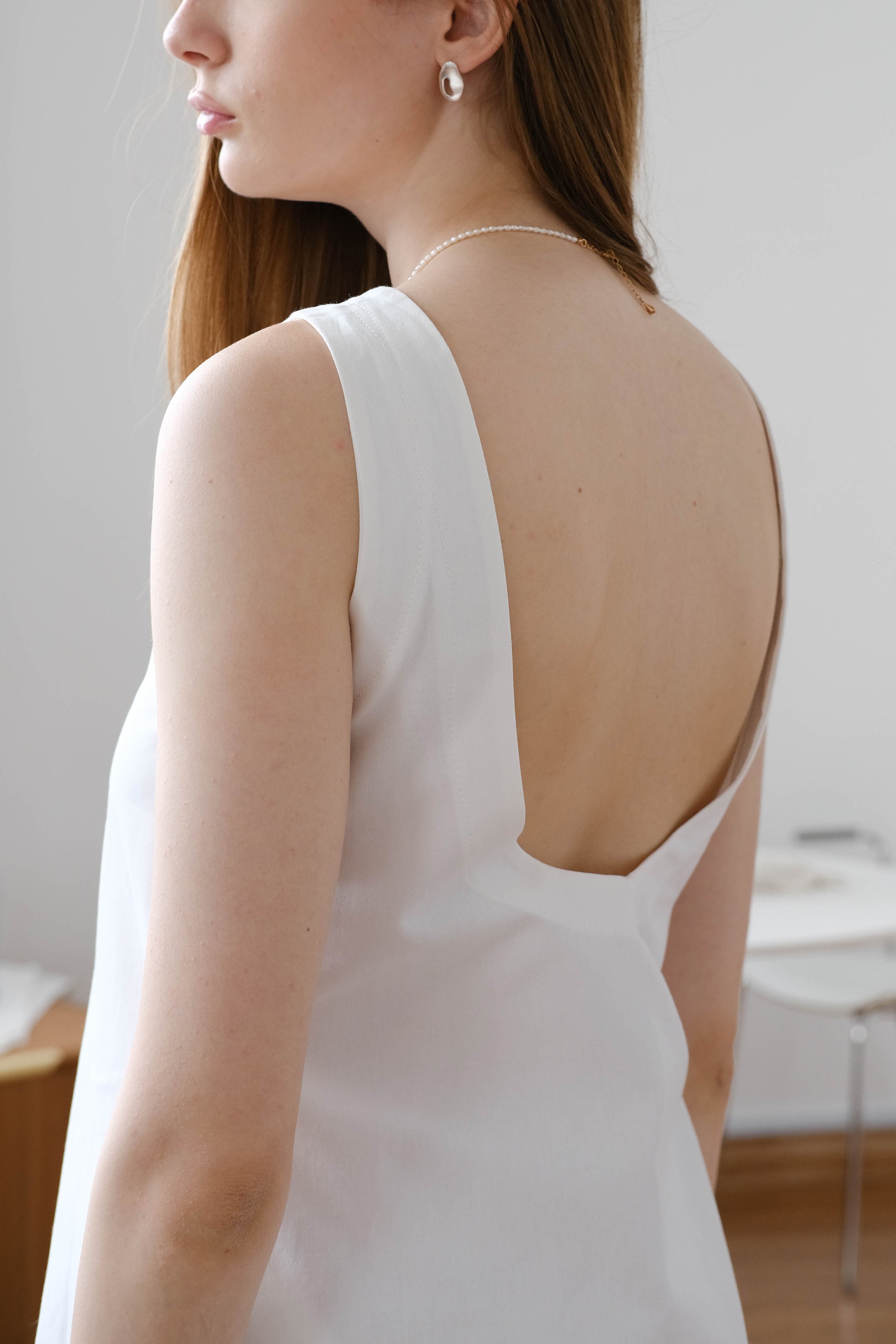 Cotton And Linen Backless Mini Dress In White S A O U Cotton And Linen Backless Mini Dress In White S A O U