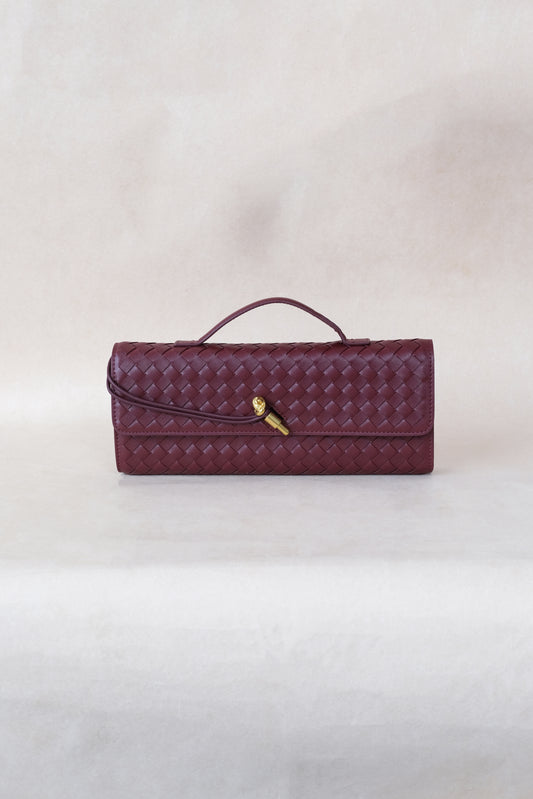 Artisan Crafted Flap Bag - Wine Red