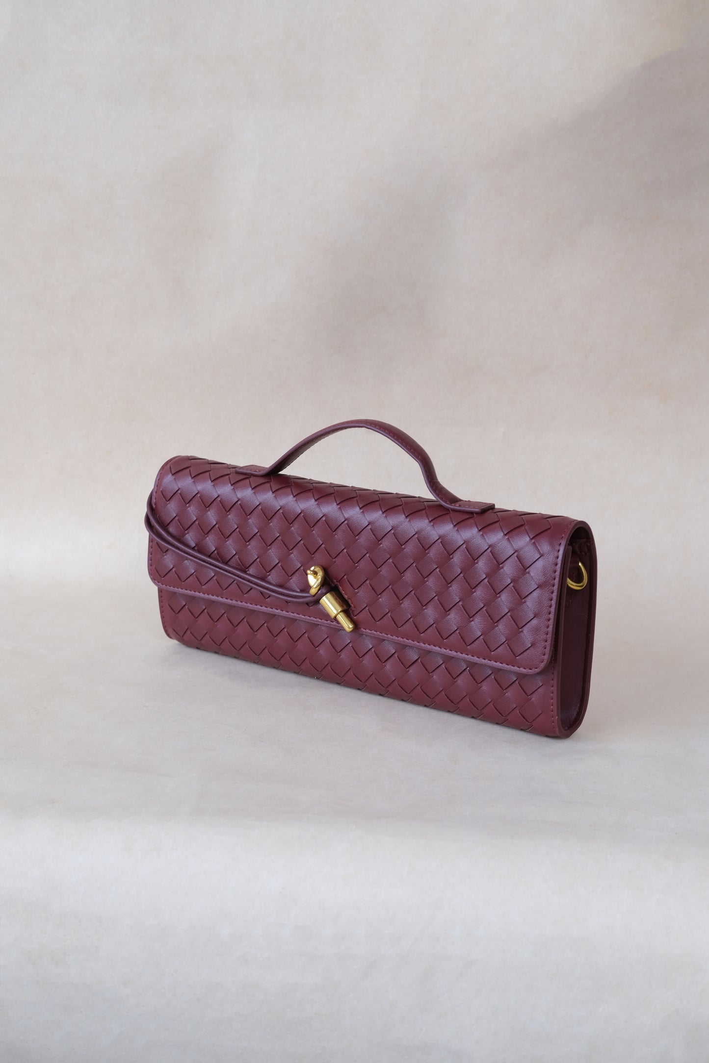 Artisan Crafted Flap Bag - Wine Red