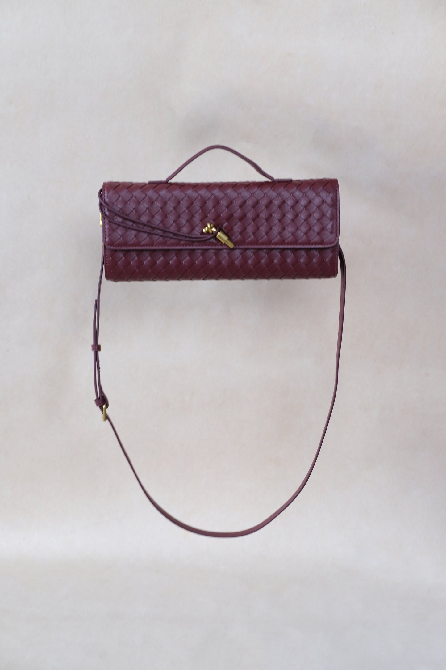 Artisan Crafted Flap Bag - Wine Red
