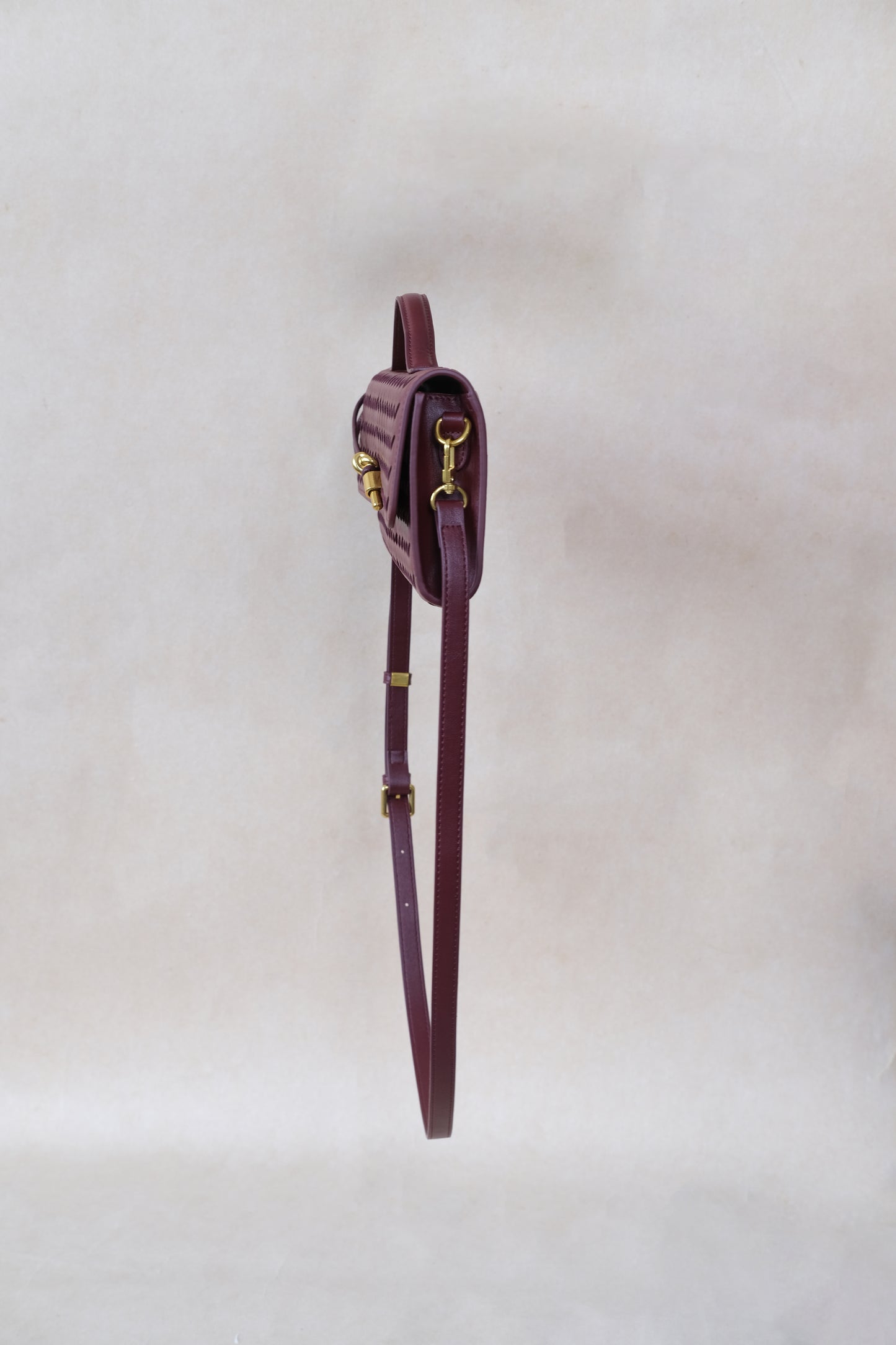 Artisan Crafted Flap Bag - Wine Red