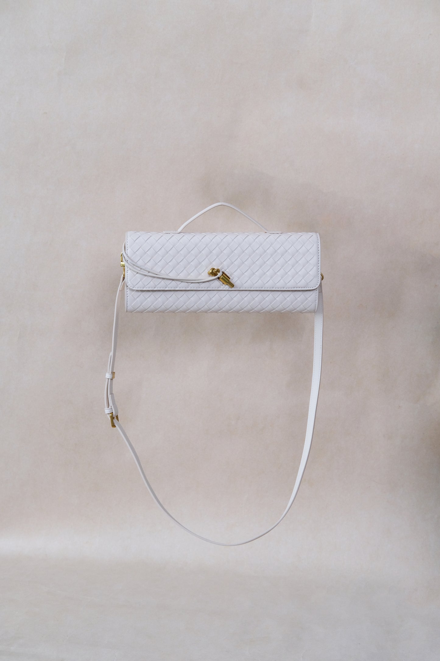 Artisan Crafted Flap Bag - Cream White
