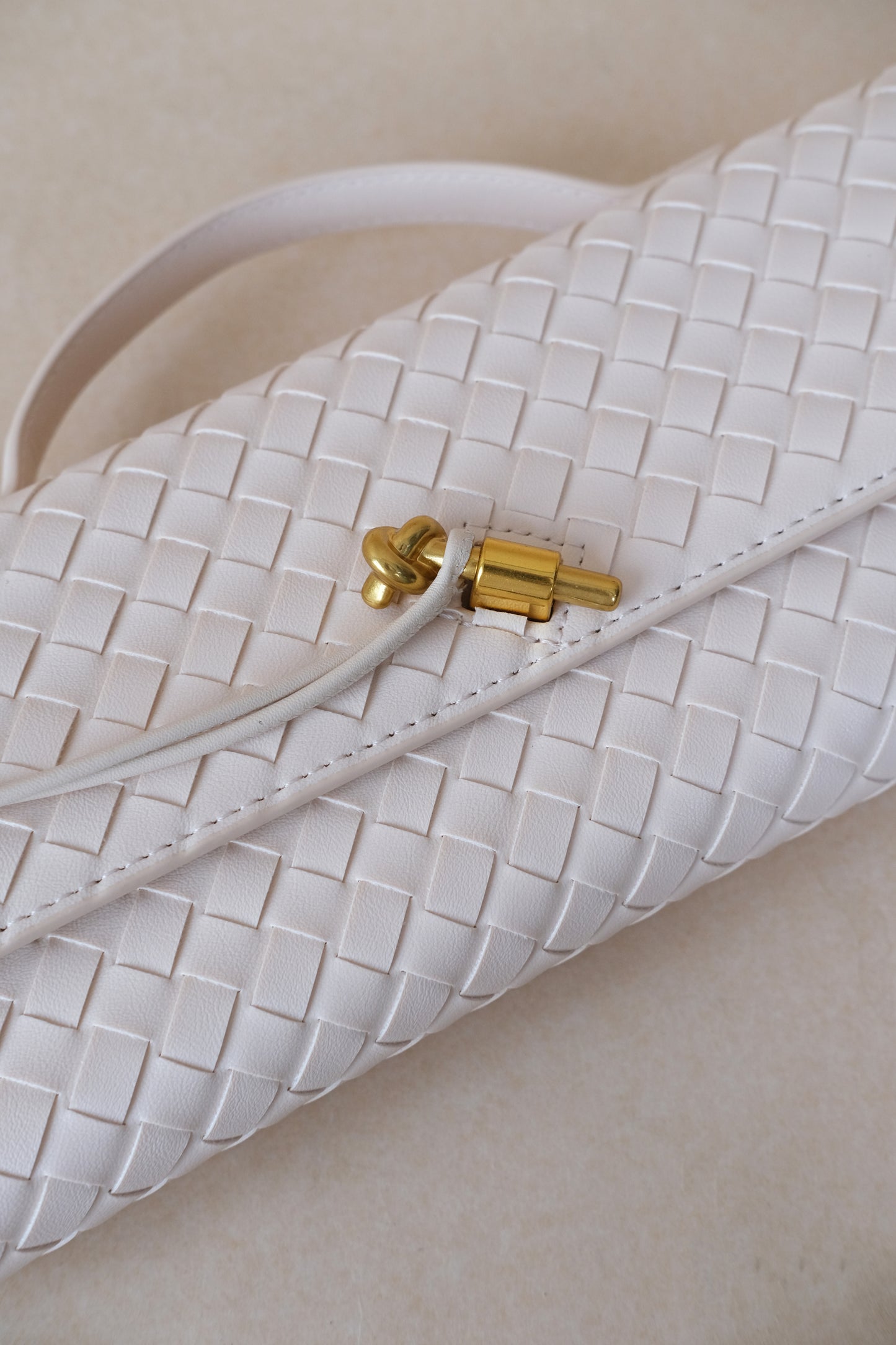 Artisan Crafted Flap Bag - Cream White
