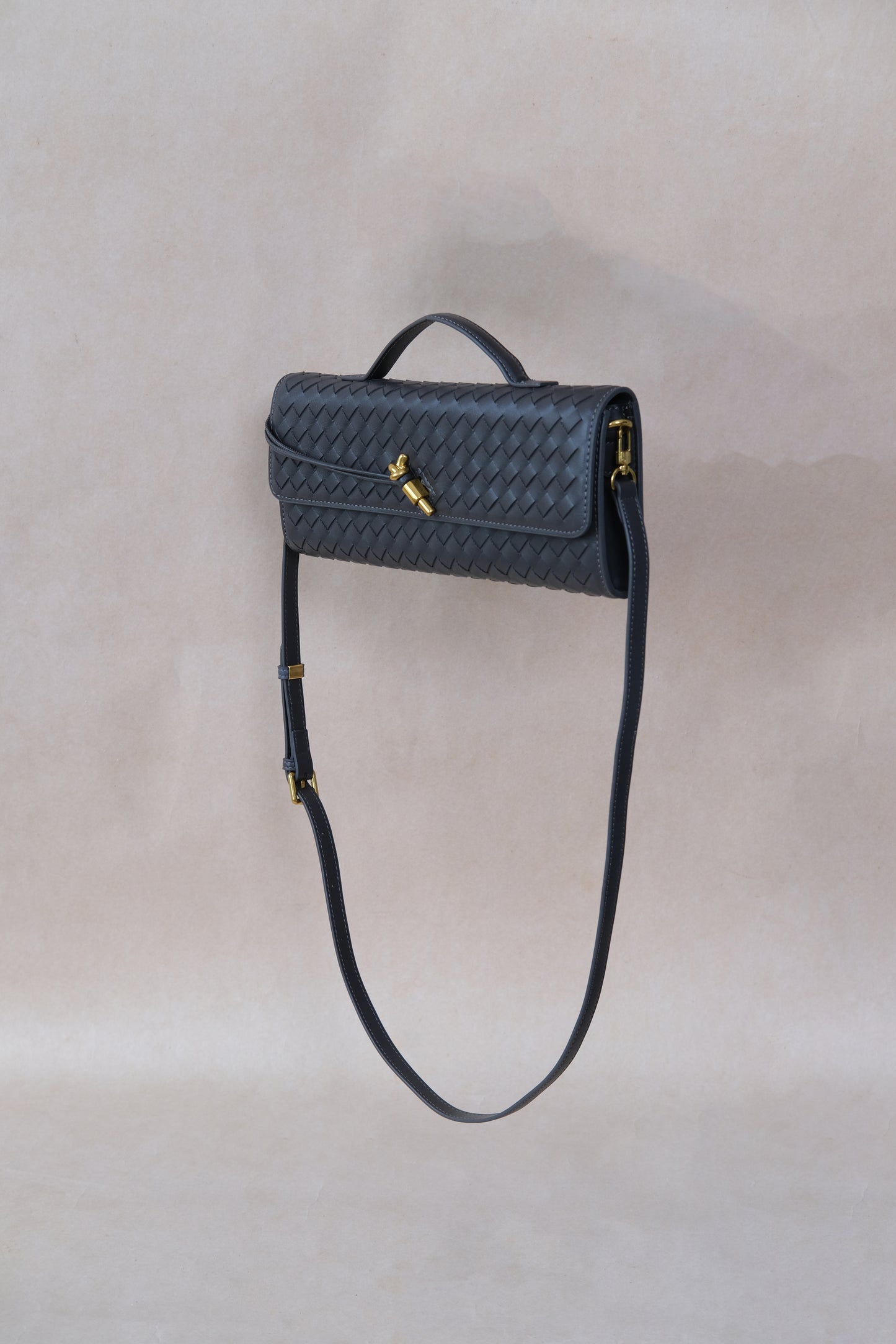 Artisan Crafted Flap Bag - Gunmetal Gray