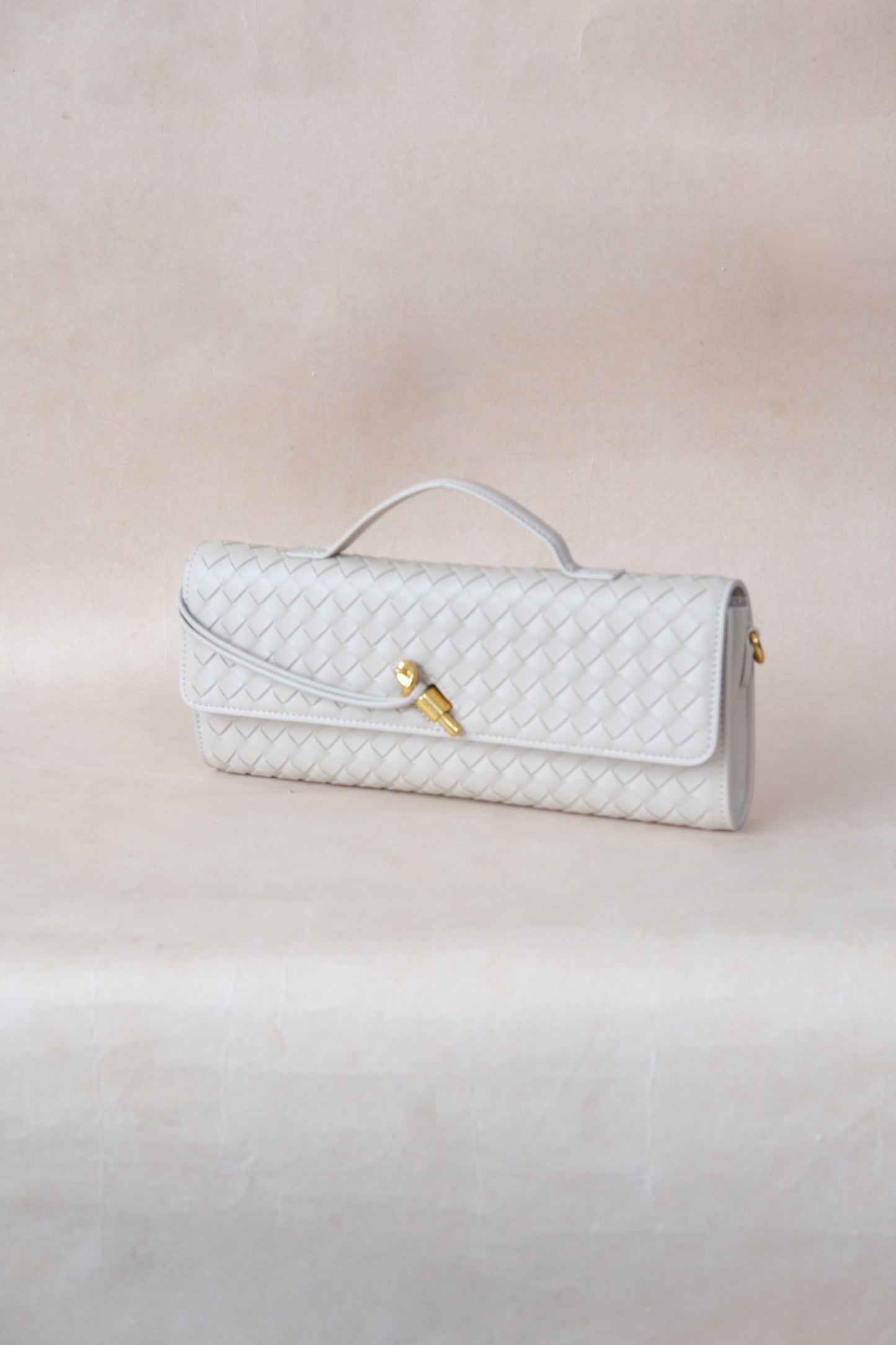 Artisan Crafted Flap Bag - White Sand