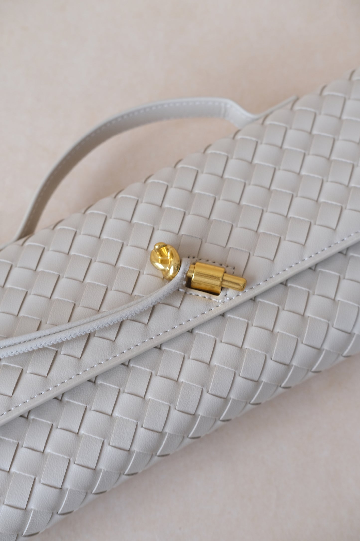 Artisan Crafted Flap Bag - White Sand