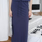 【2件套裝】無袖繫帶背心+背心裙-深藍色