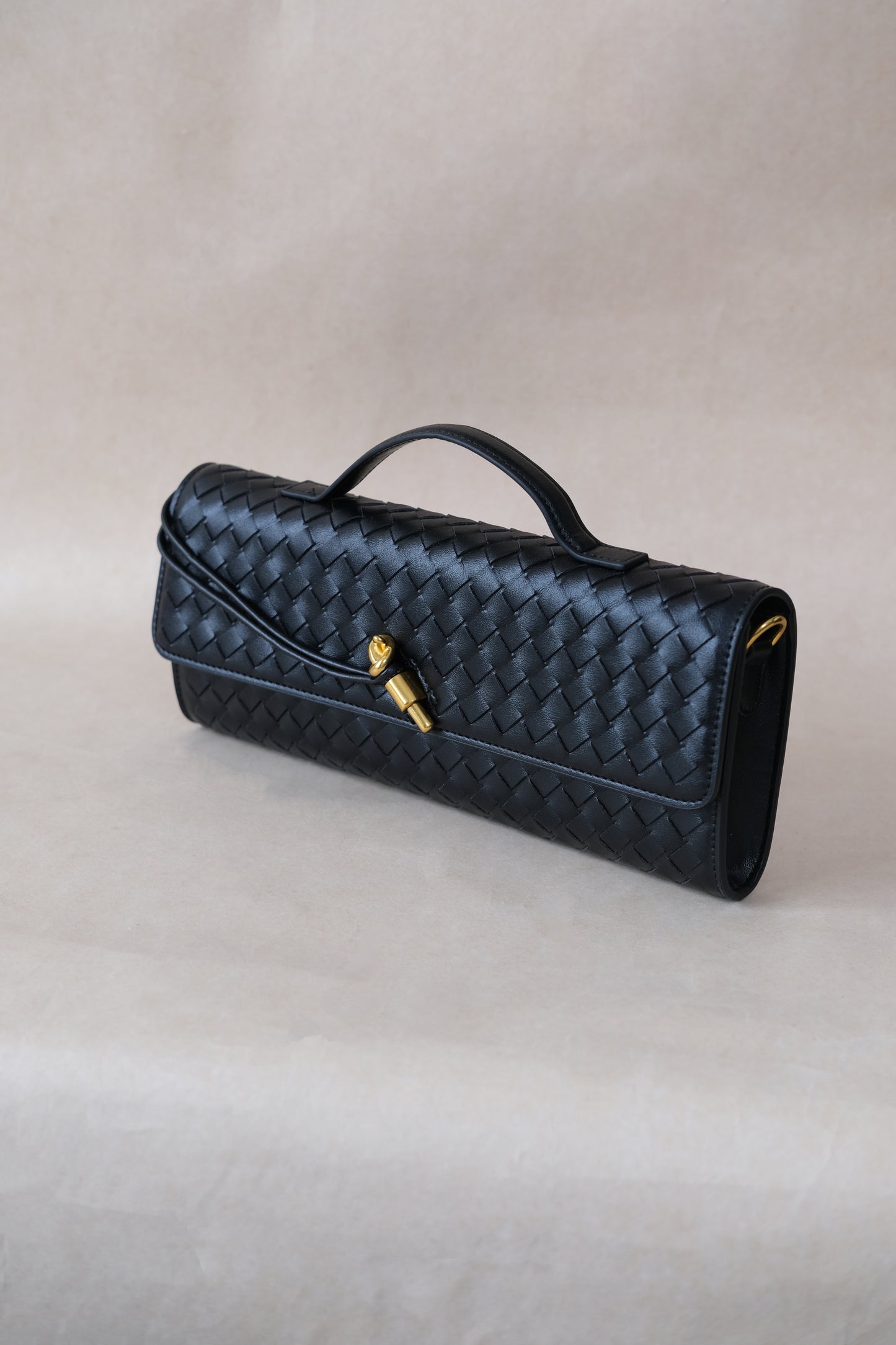 Artisan Crafted Flap Bag - Shinny Black