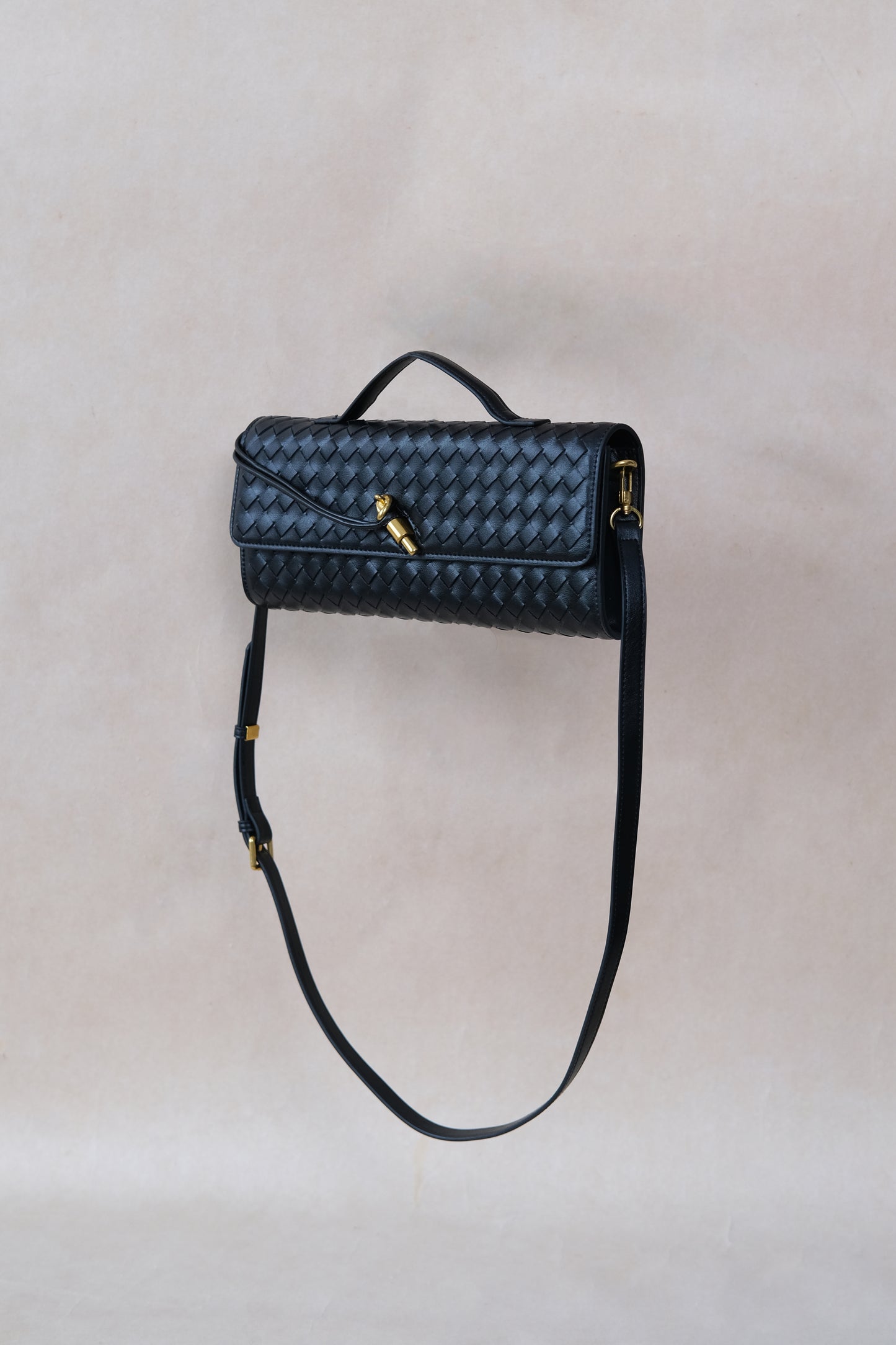Artisan Crafted Flap Bag - Shinny Black