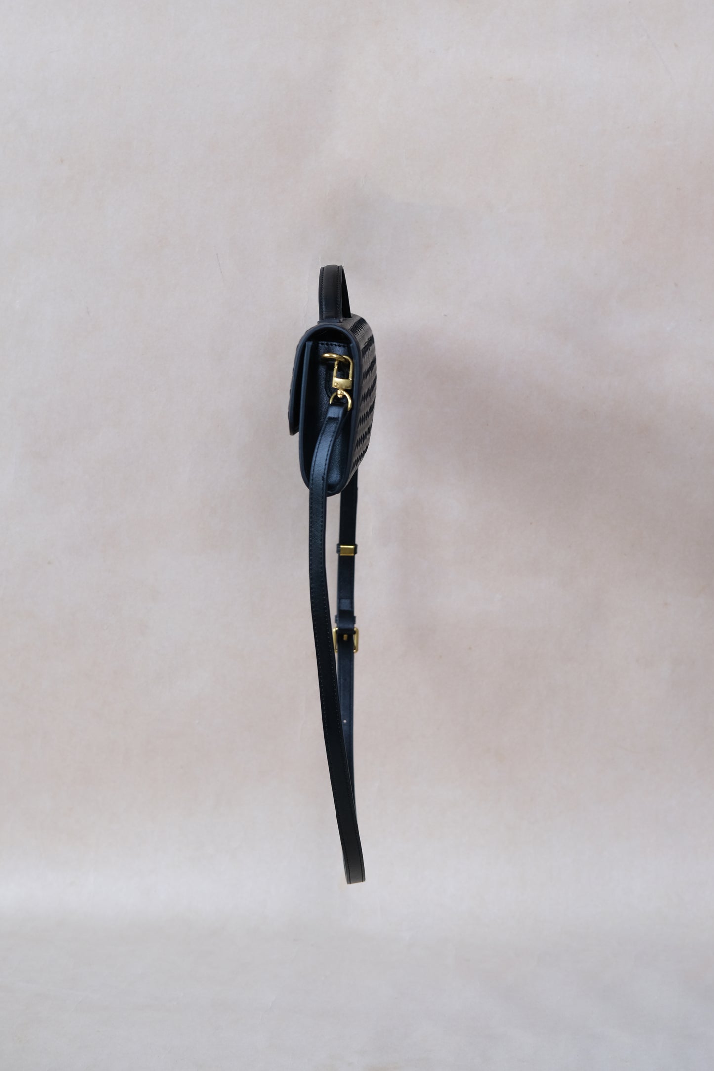 Artisan Crafted Flap Bag - Shinny Black