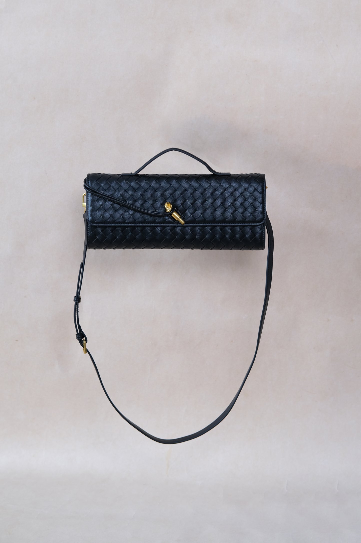 Artisan Crafted Flap Bag - Shinny Black