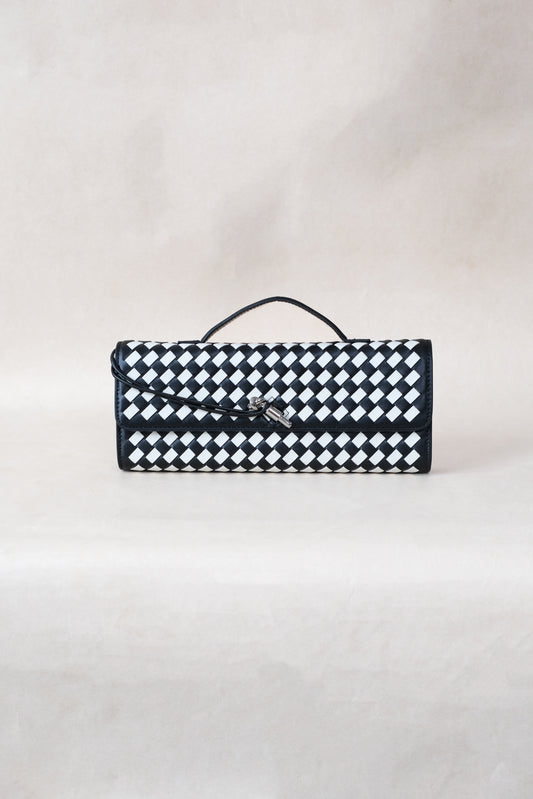 Artisan Crafted Flap Bag - Black and White