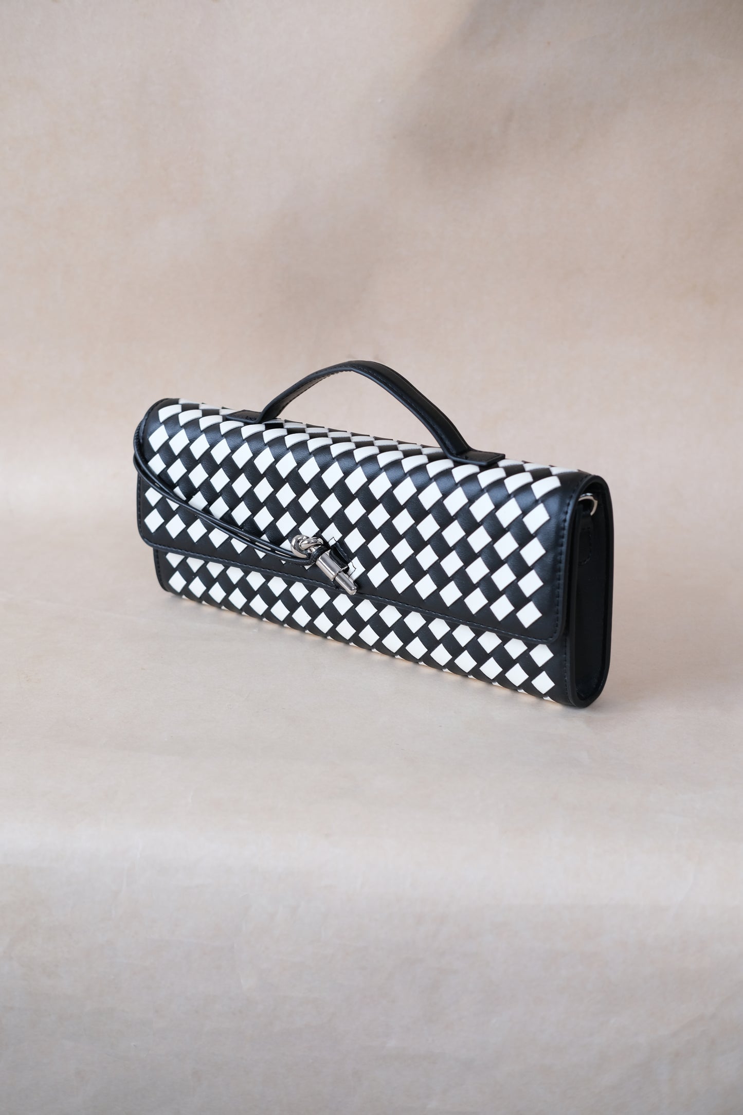 Artisan Crafted Flap Bag - Black and White