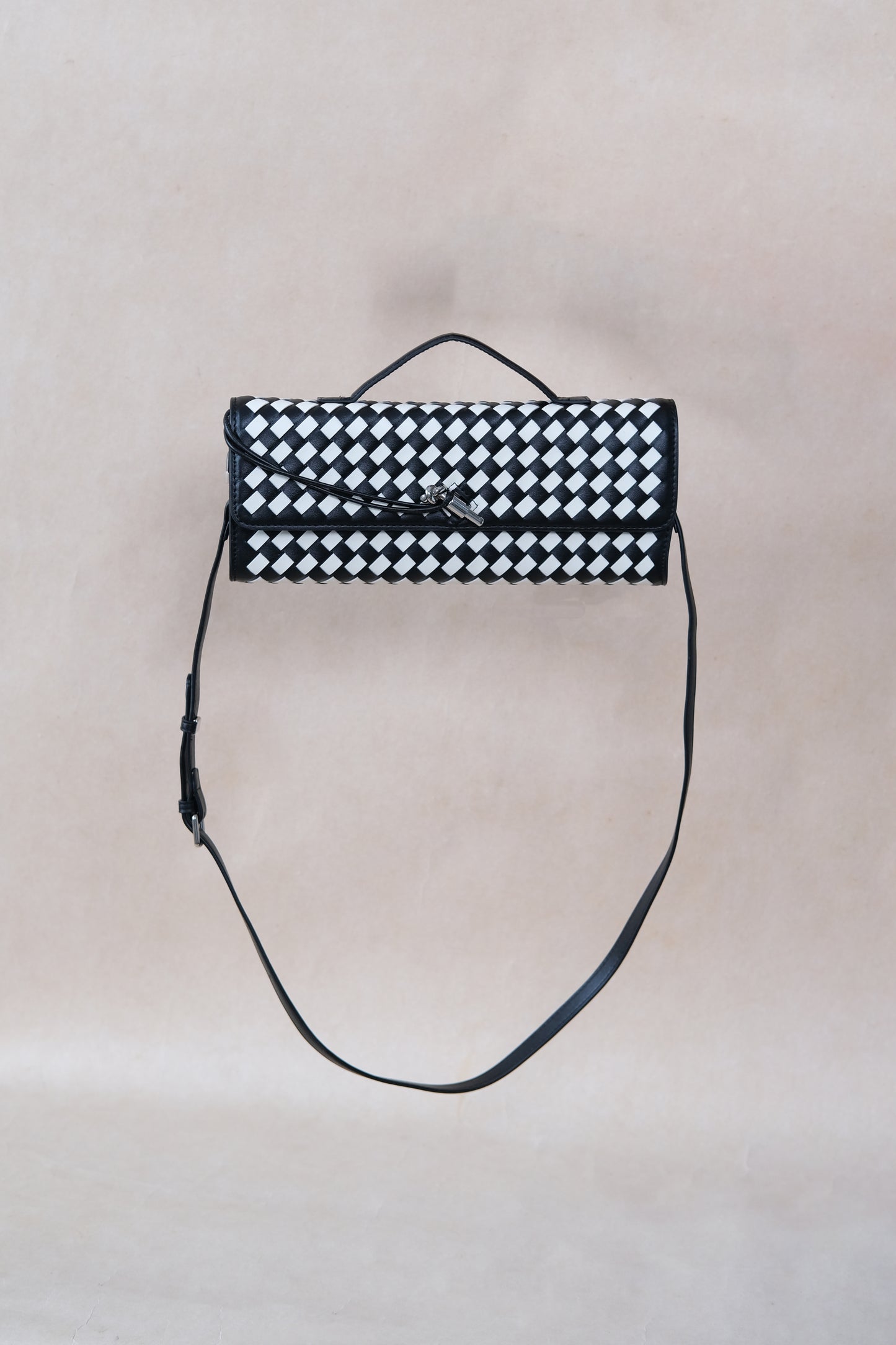 Artisan Crafted Flap Bag - Black and White