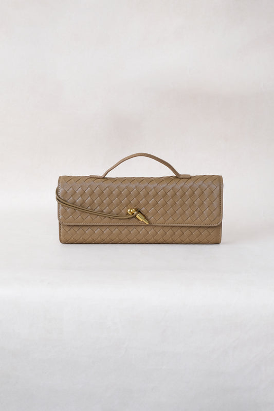 Artisan Crafted Flap Bag - Shinny Khaki