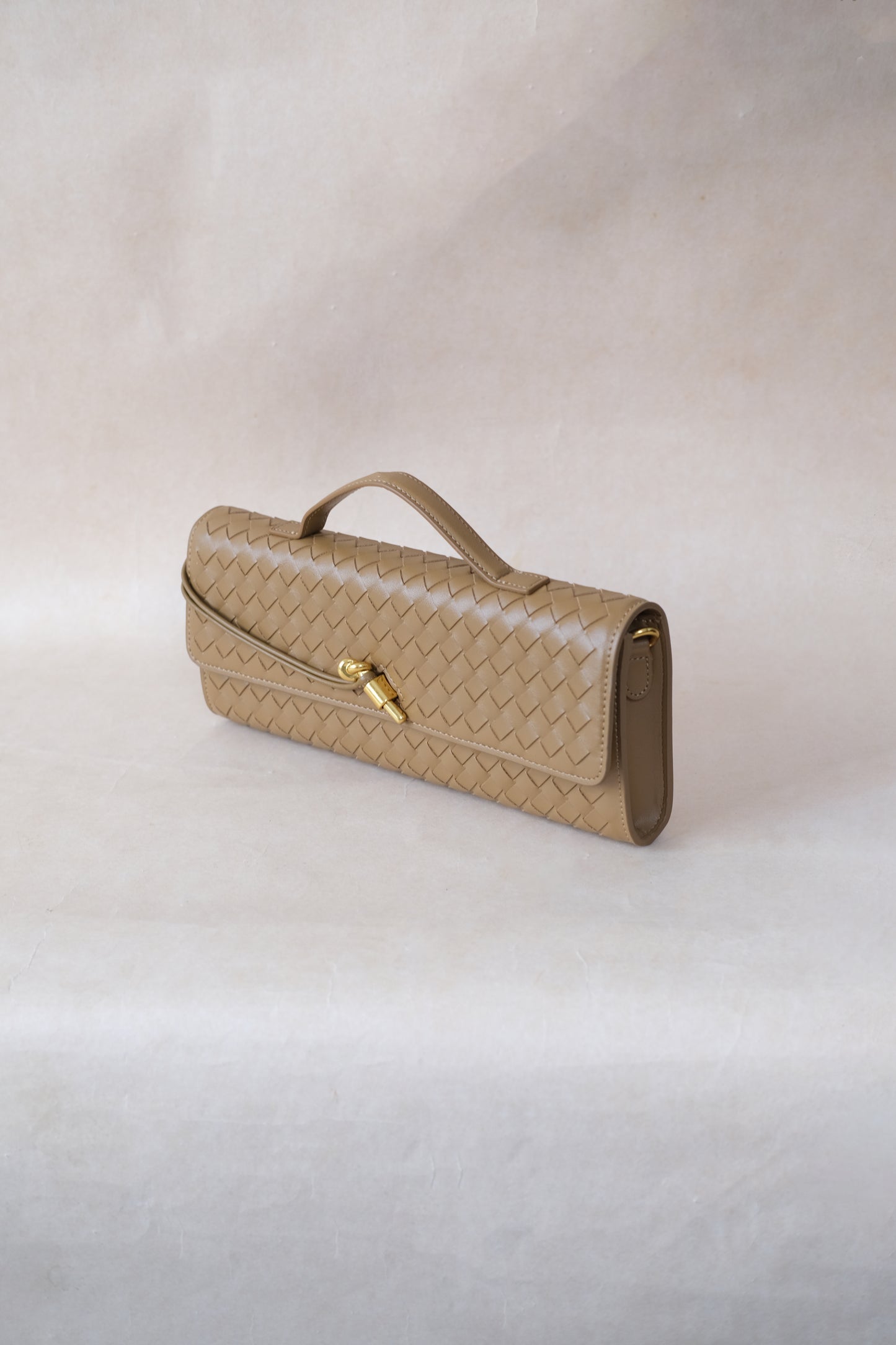 Artisan Crafted Flap Bag - Shinny Khaki