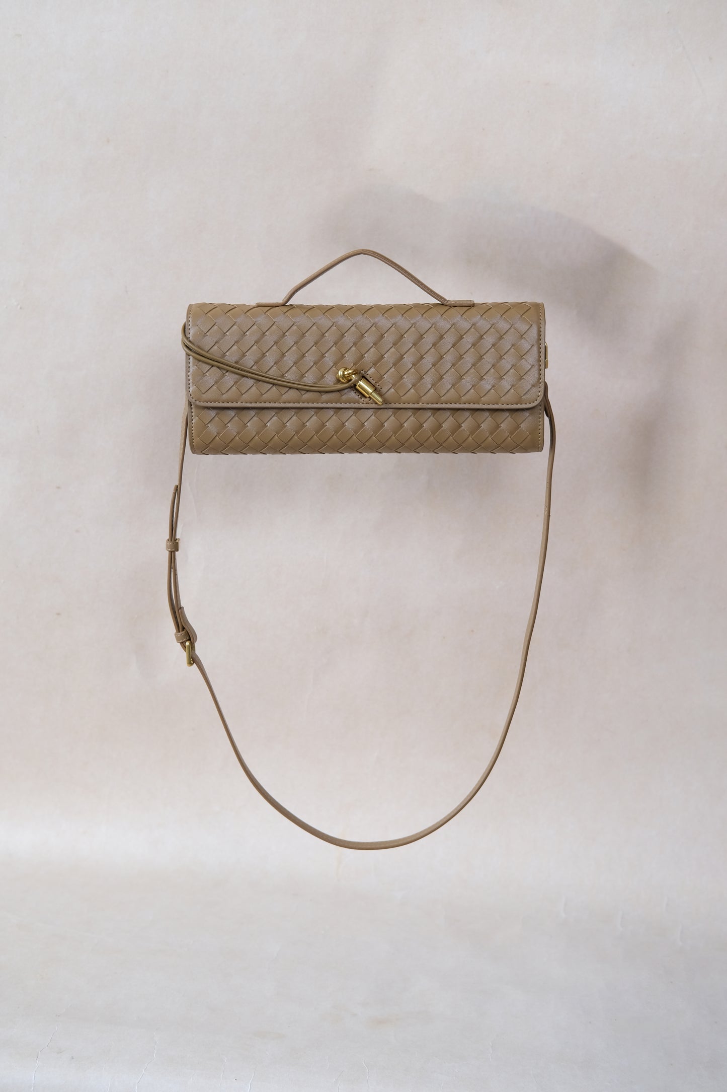 Artisan Crafted Flap Bag - Shinny Khaki