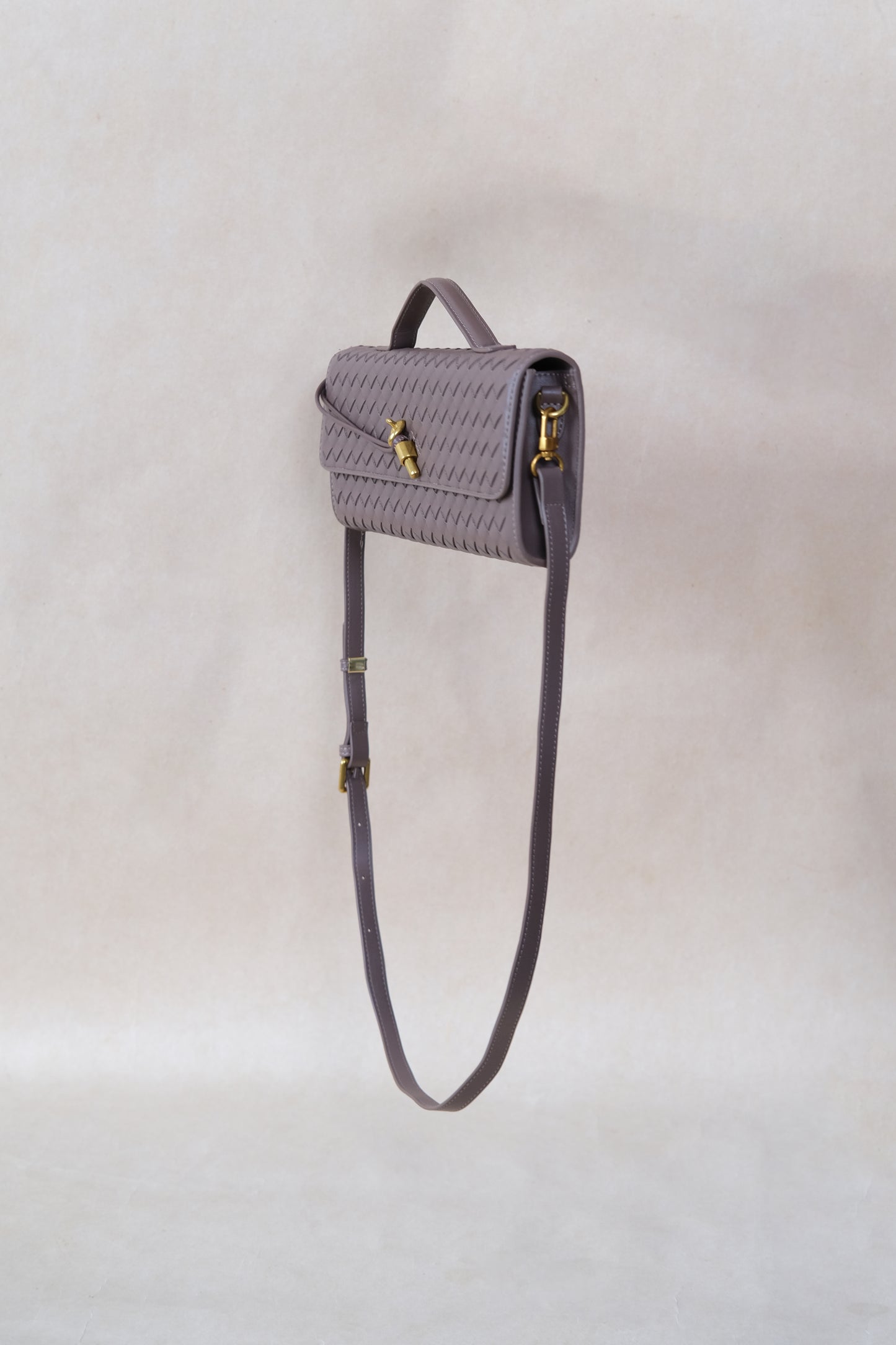 Artisan Crafted Flap Bag - Gray Brown