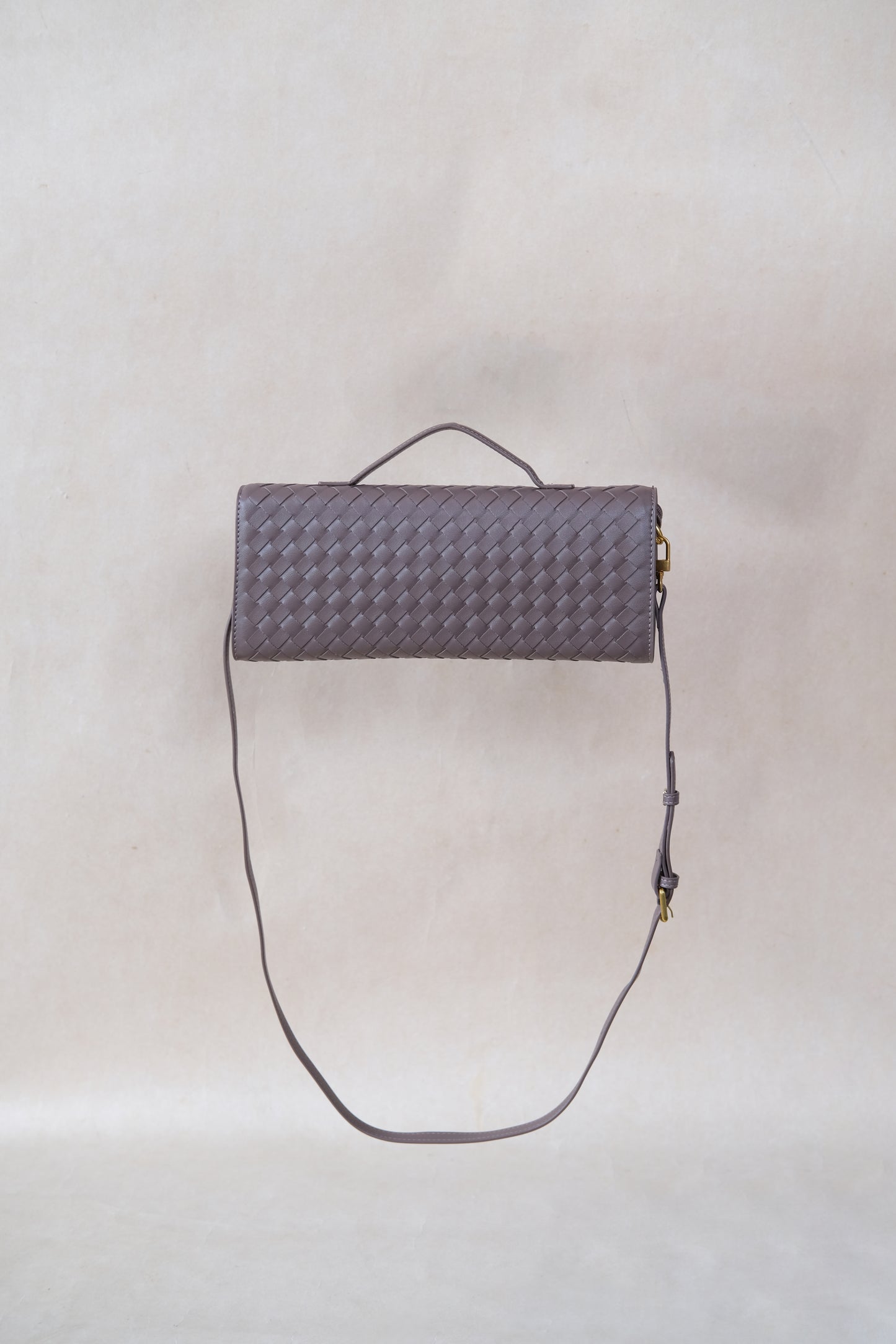 Artisan Crafted Flap Bag - Gray Brown