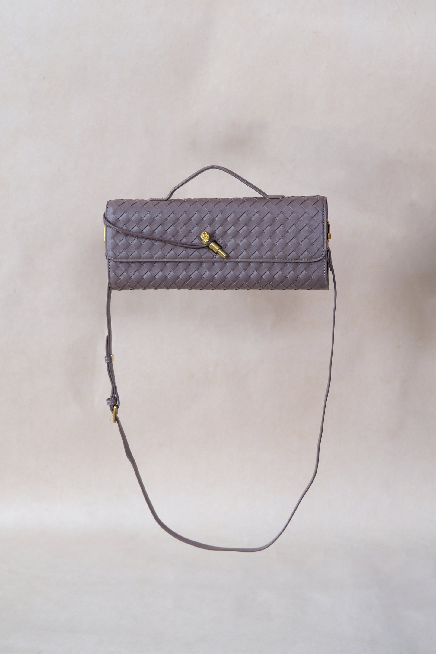 Artisan Crafted Flap Bag - Gray Brown