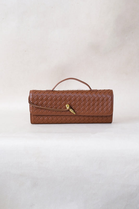 Artisan Crafted Flap Bag - Shinny Chestnut