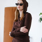 French Slope Neck Hooded Top - American Coffee