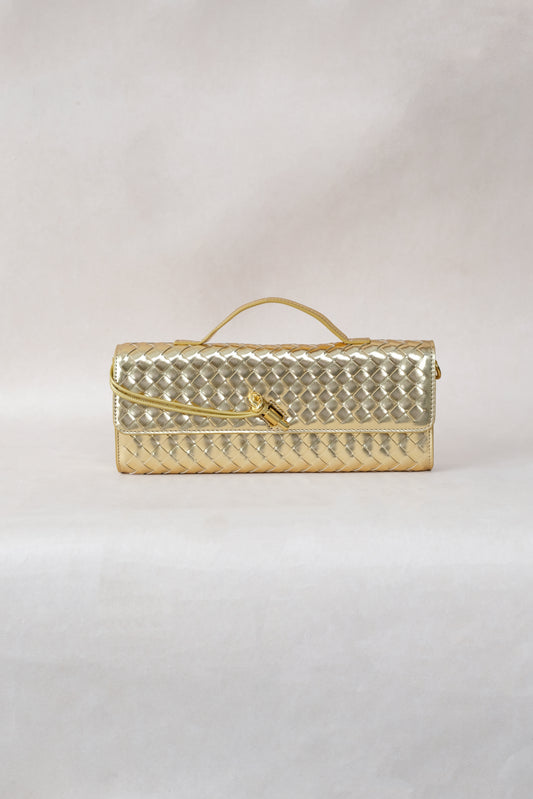 Artisan Crafted Flap Bag - Shinny gold