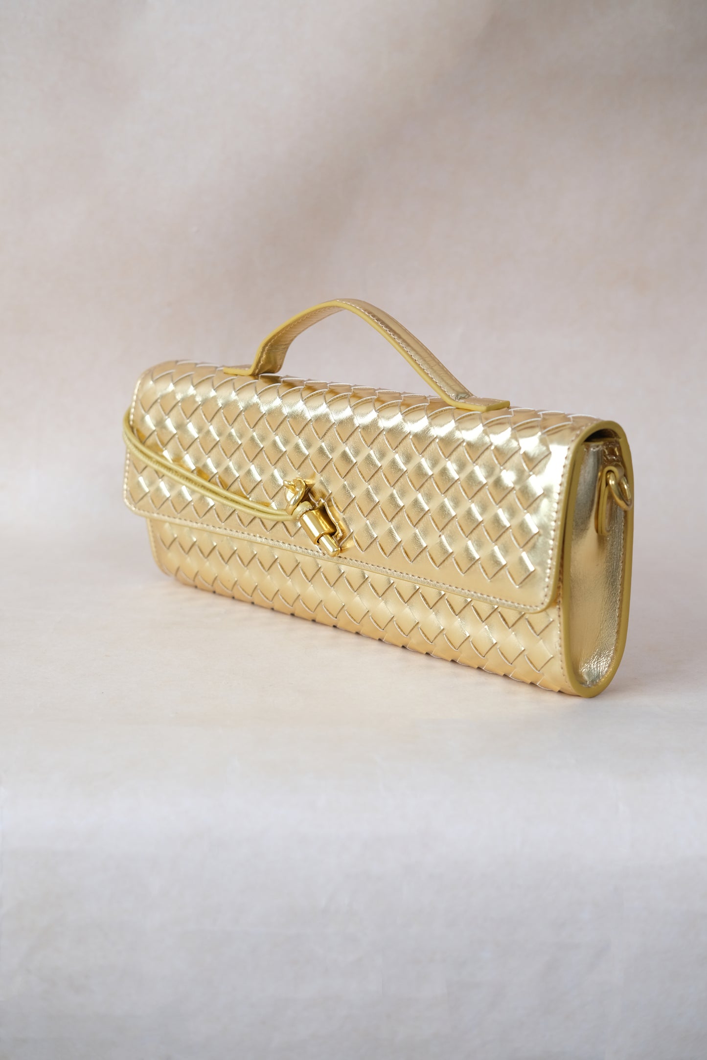 Artisan Crafted Flap Bag - Shinny gold