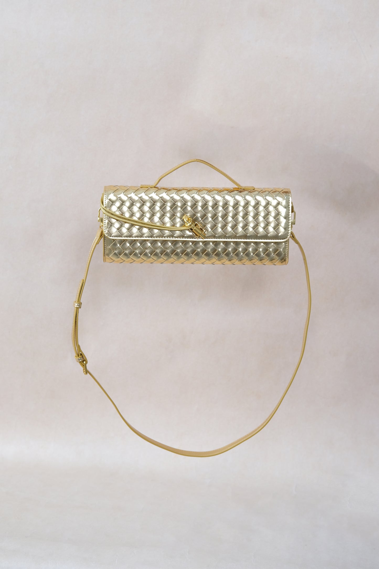 Artisan Crafted Flap Bag - Shinny gold
