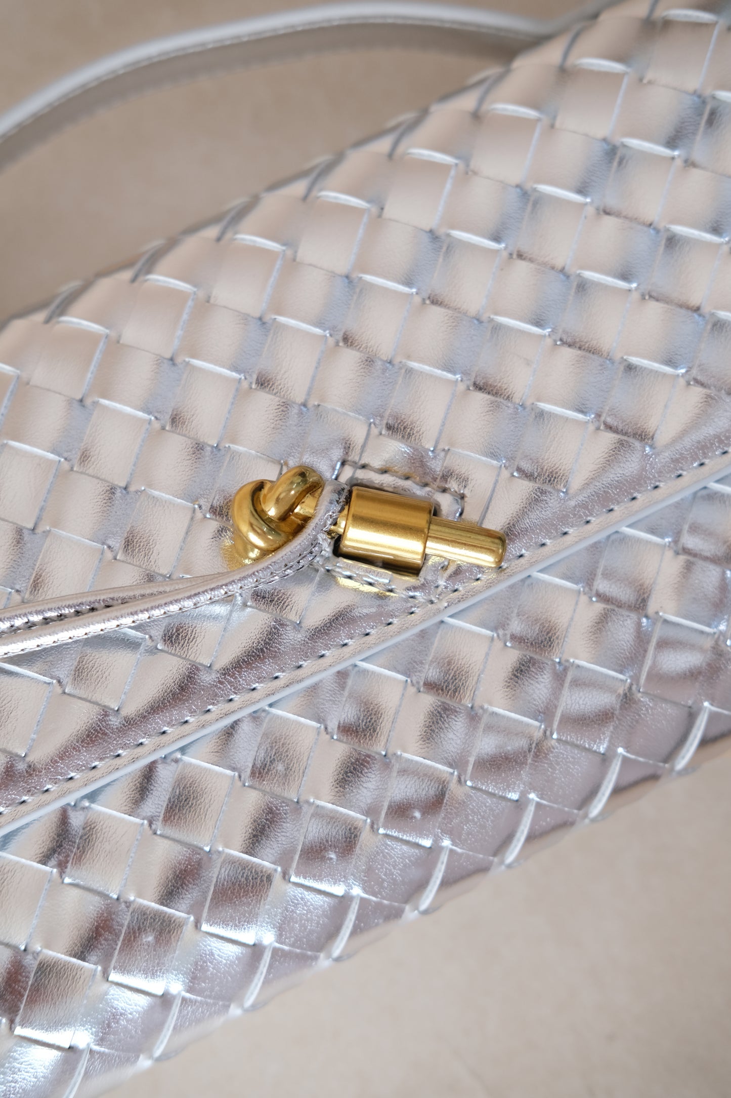 Artisan Crafted Flap Bag - Silver