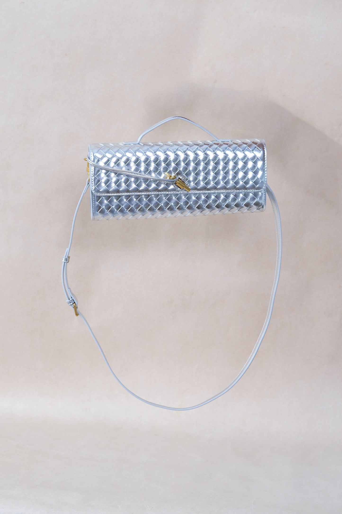 Artisan Crafted Flap Bag - Silver