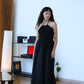 Asymmetrical Slip Dress in Classic Black