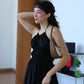 Asymmetrical Slip Dress in Classic Black