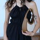 Asymmetrical Slip Dress in Classic Black