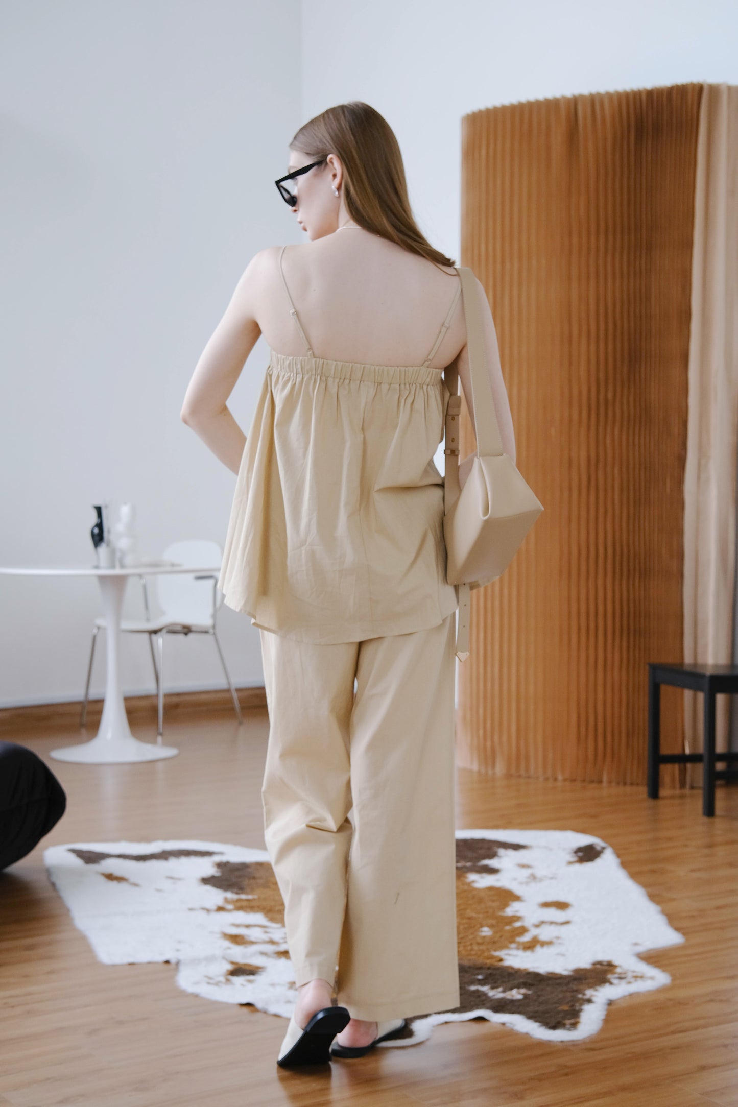 [2pcs Suit] for Puffy Camisole + Wide Leg Pants