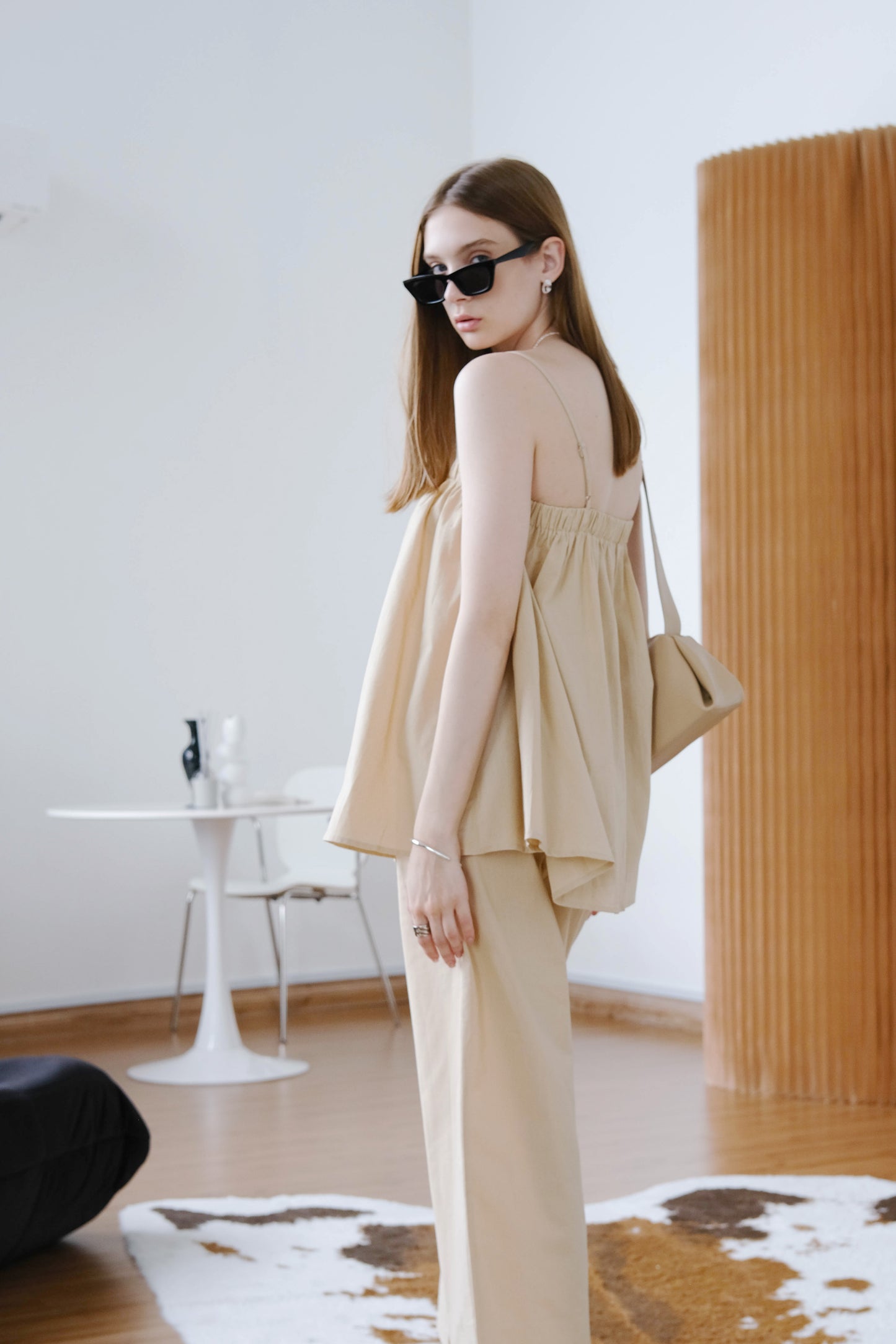 [2pcs Suit] for Puffy Camisole + Wide Leg Pants