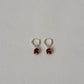 French 925 Sterling Silver Red Pendant Earrings
