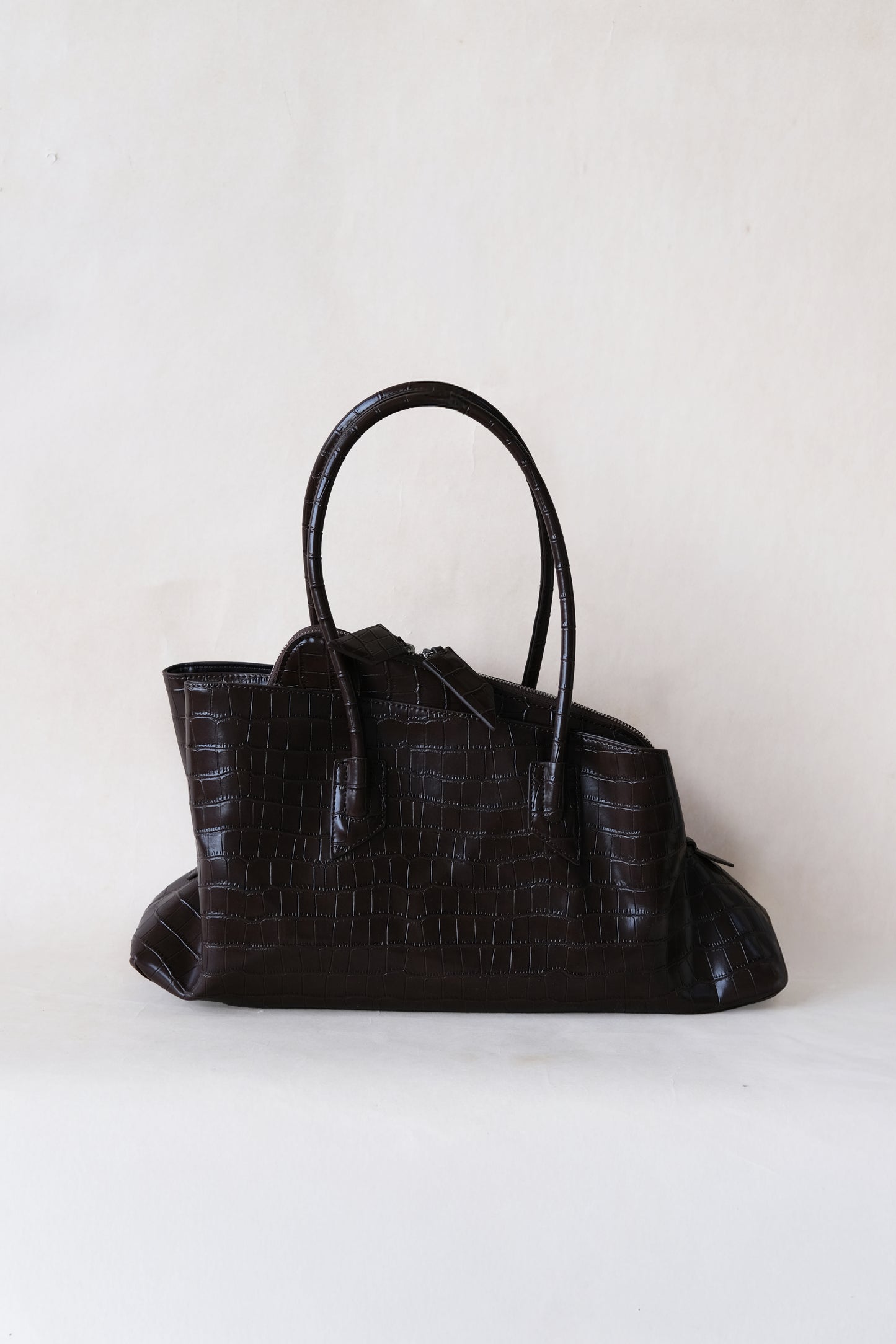 Barne Époque Tote - Coffee-colored Crocodile Pattern
