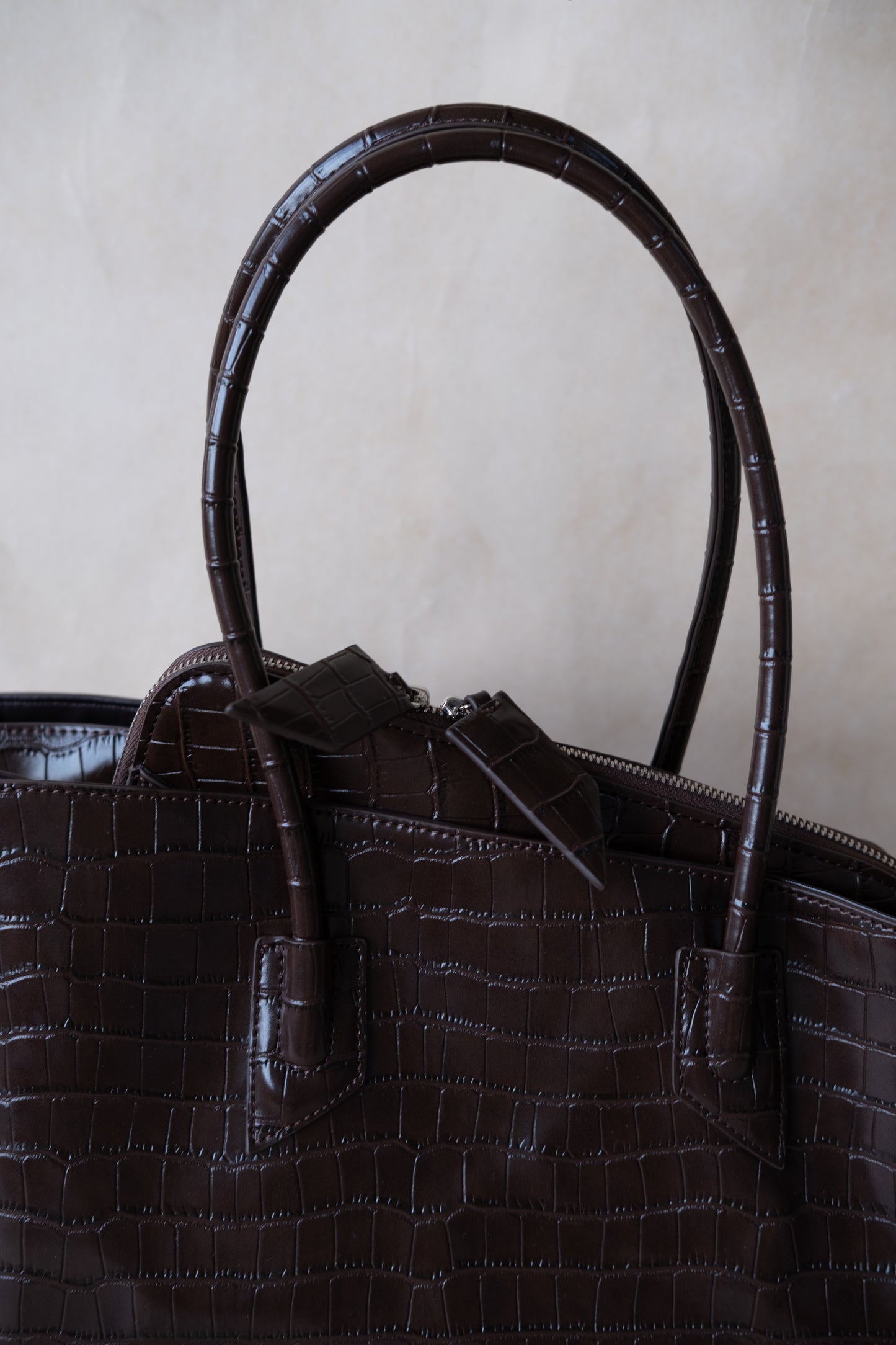 Barne Époque Tote - Coffee-colored Crocodile Pattern