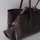 Barne Époque Tote - Coffee-colored Crocodile Pattern