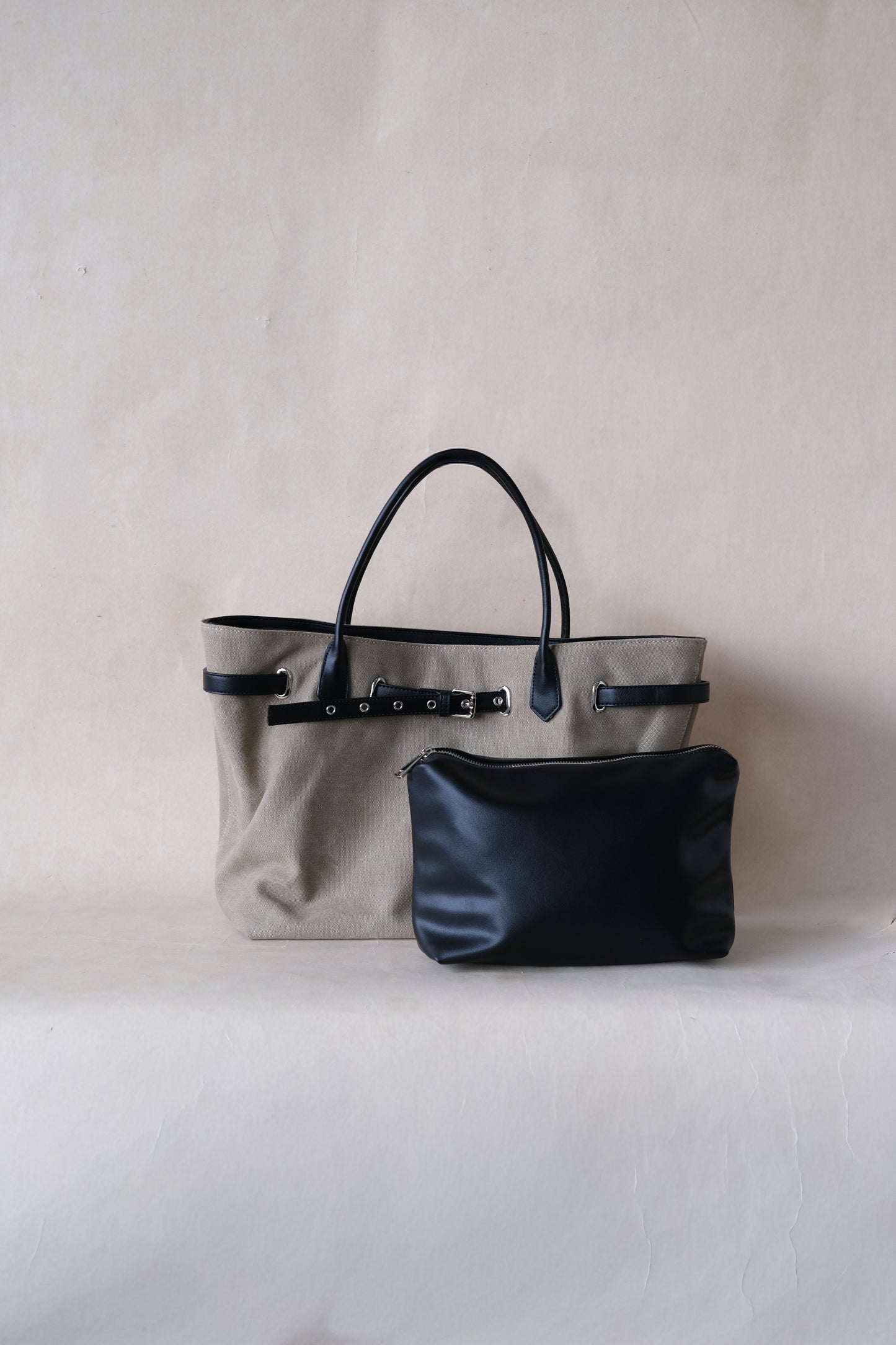 Élan Belted Canvas Tote - Khaki