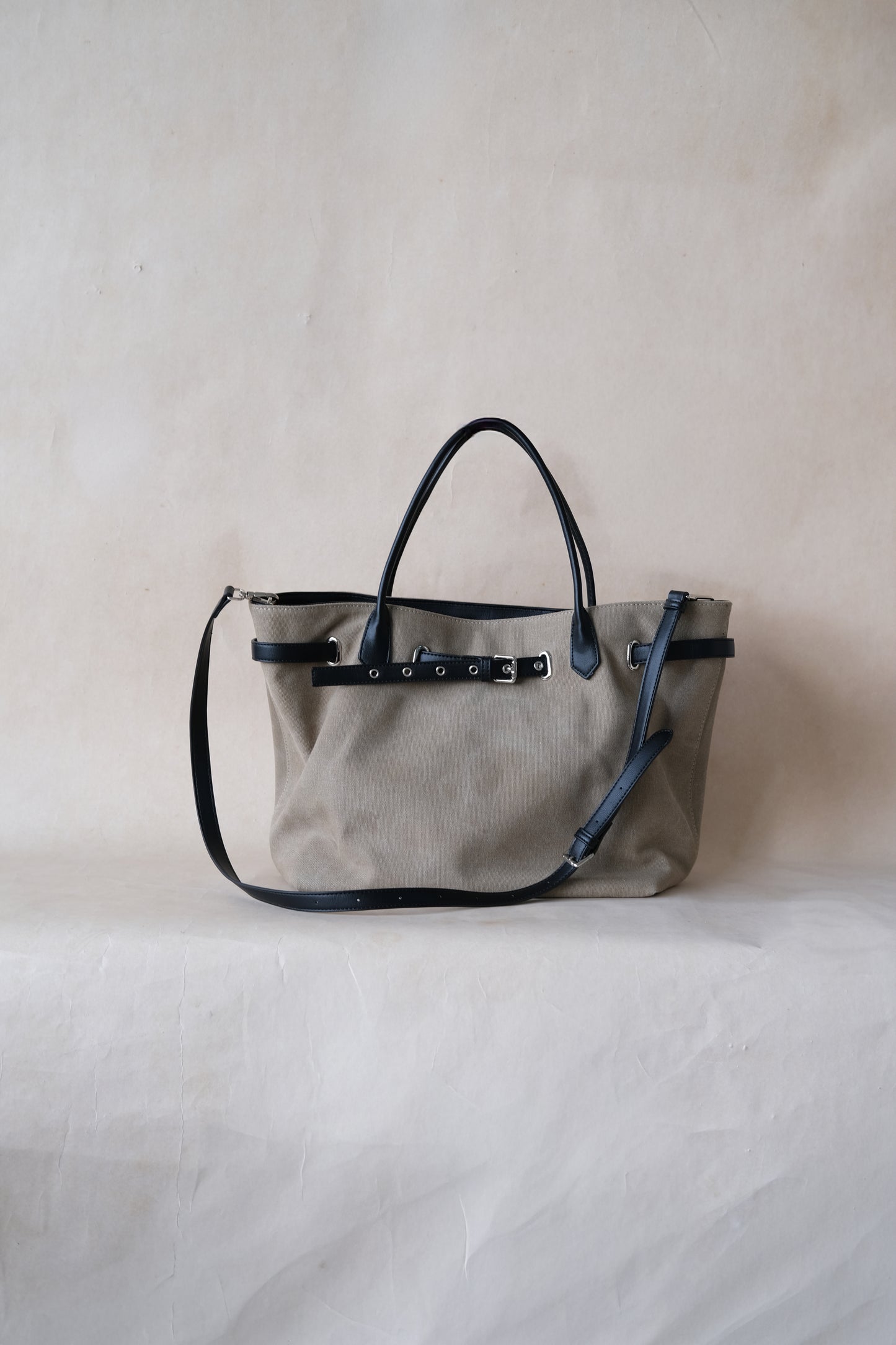 Élan Belted Canvas Tote - Khaki