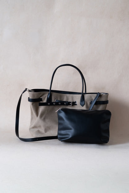 Élan Belted Canvas Tote - Khaki