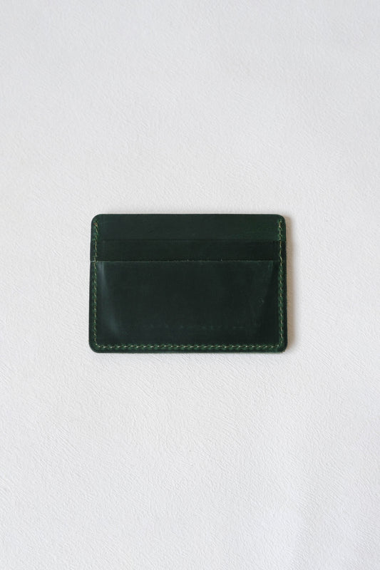 Handmade First Layer Cowhide Card Holder In Dark Green