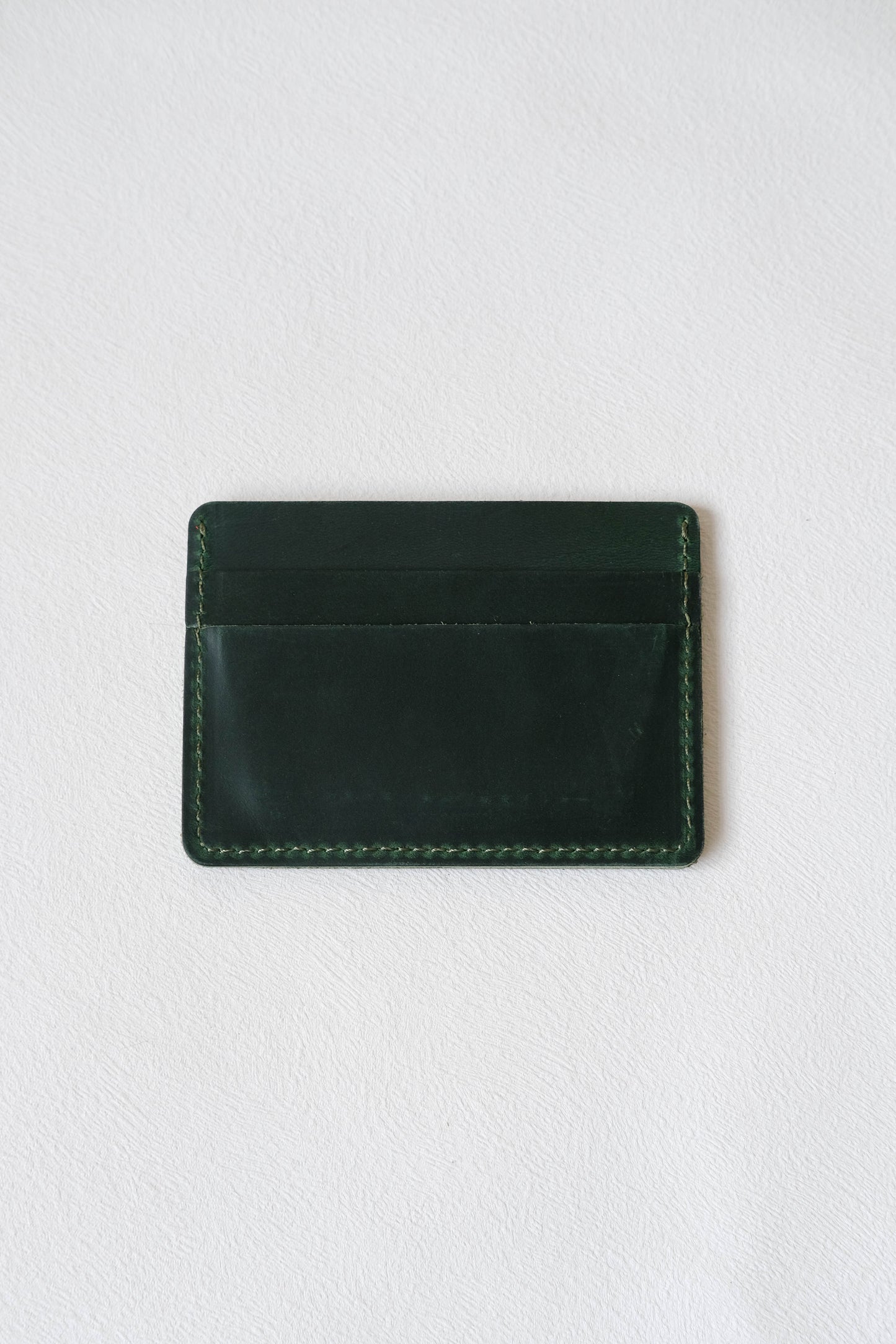 Handmade First Layer Cowhide Card Holder In Dark Green