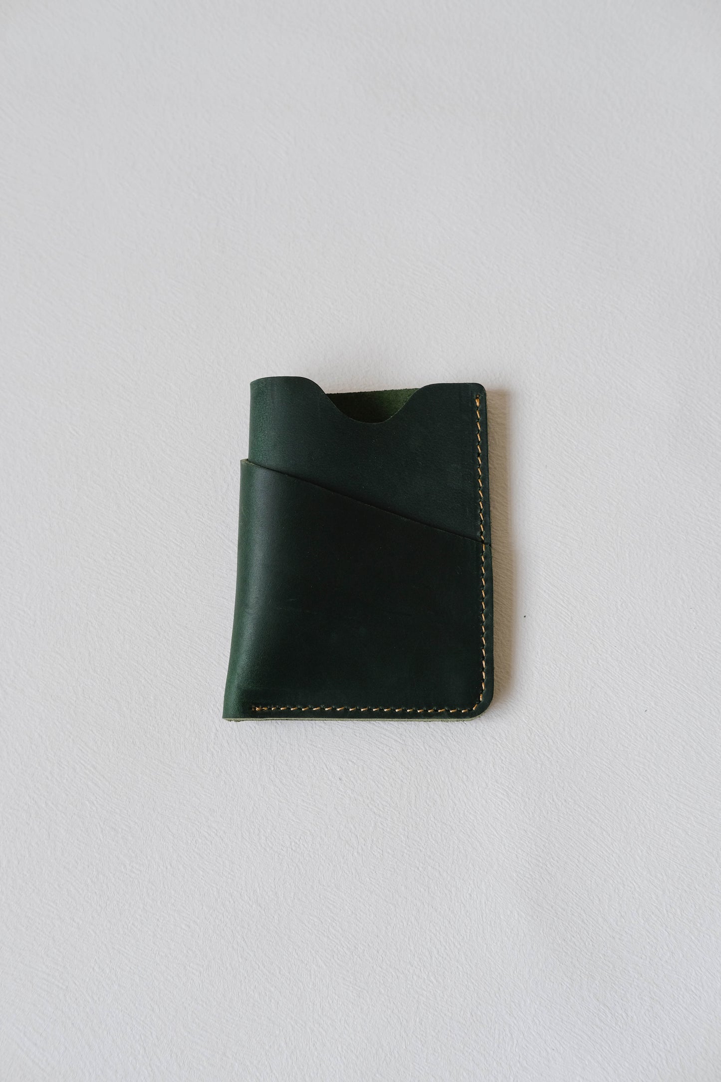 Handmade Cowhide Card Clip In Dark Green